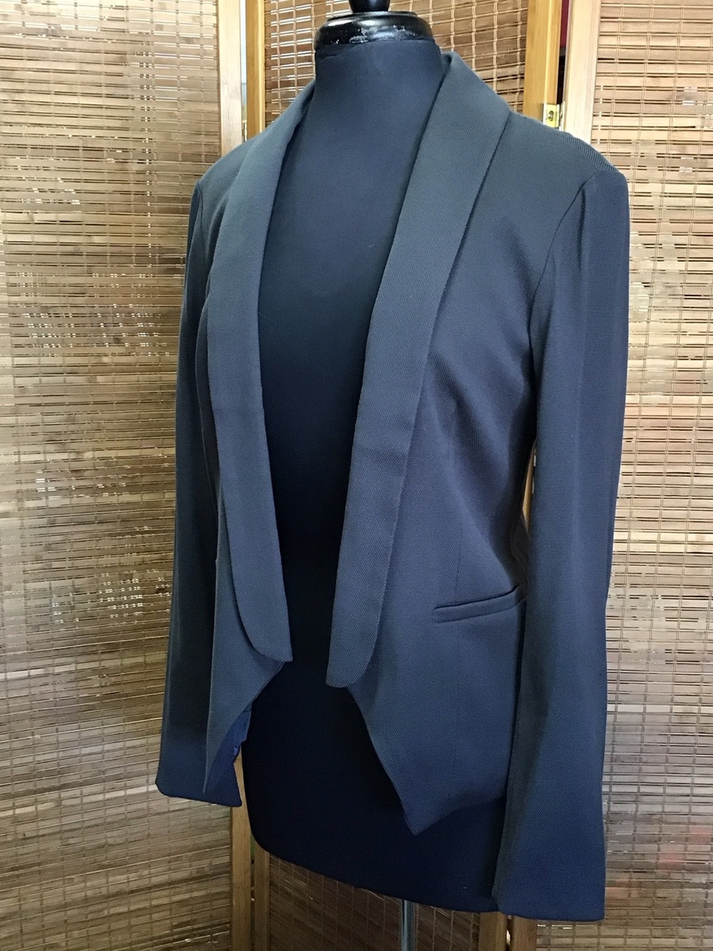 Women's Black Open-Front Shawl Collar Blazer